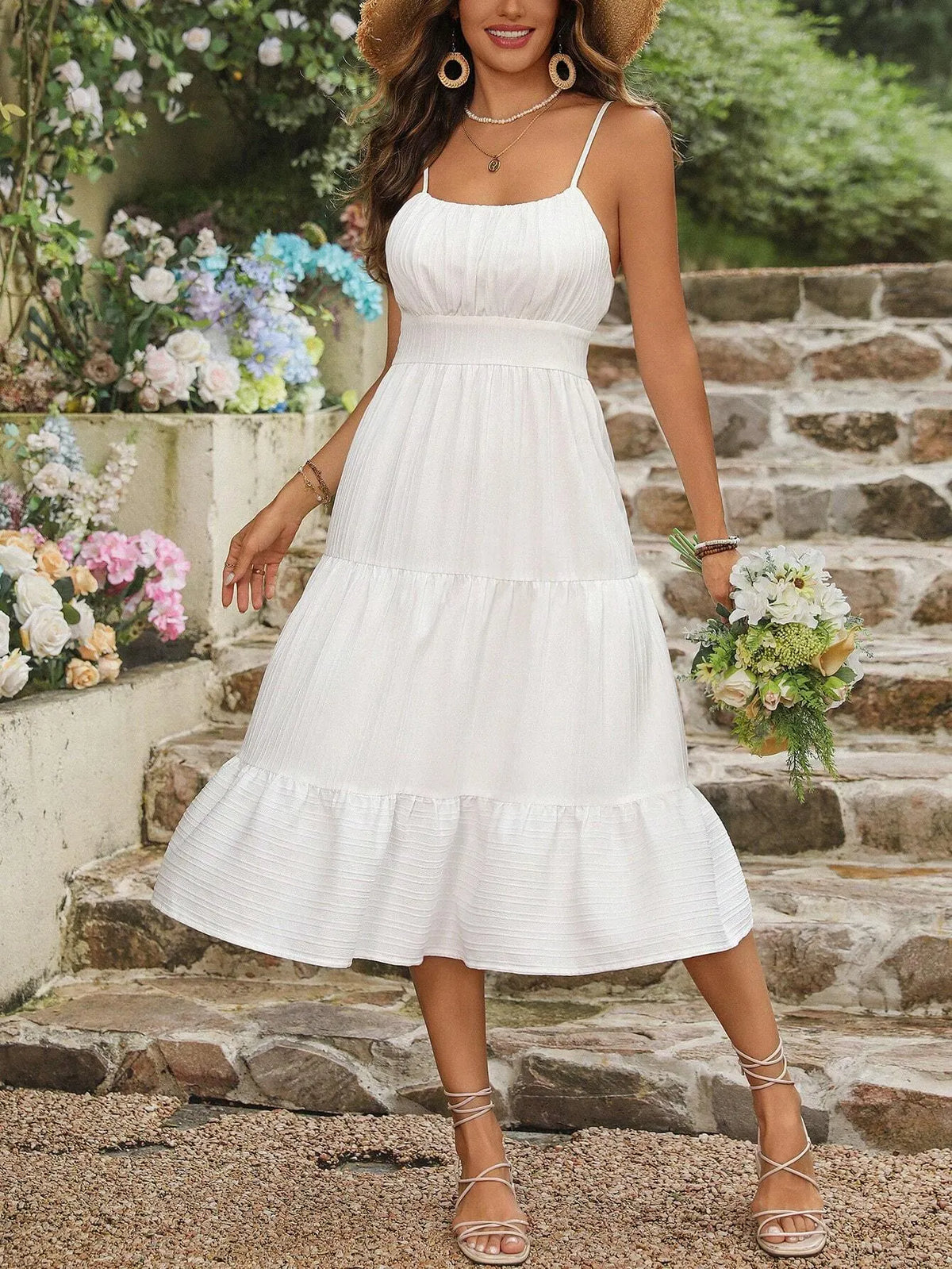 Vestido Branco Midi BÃ¡rbara