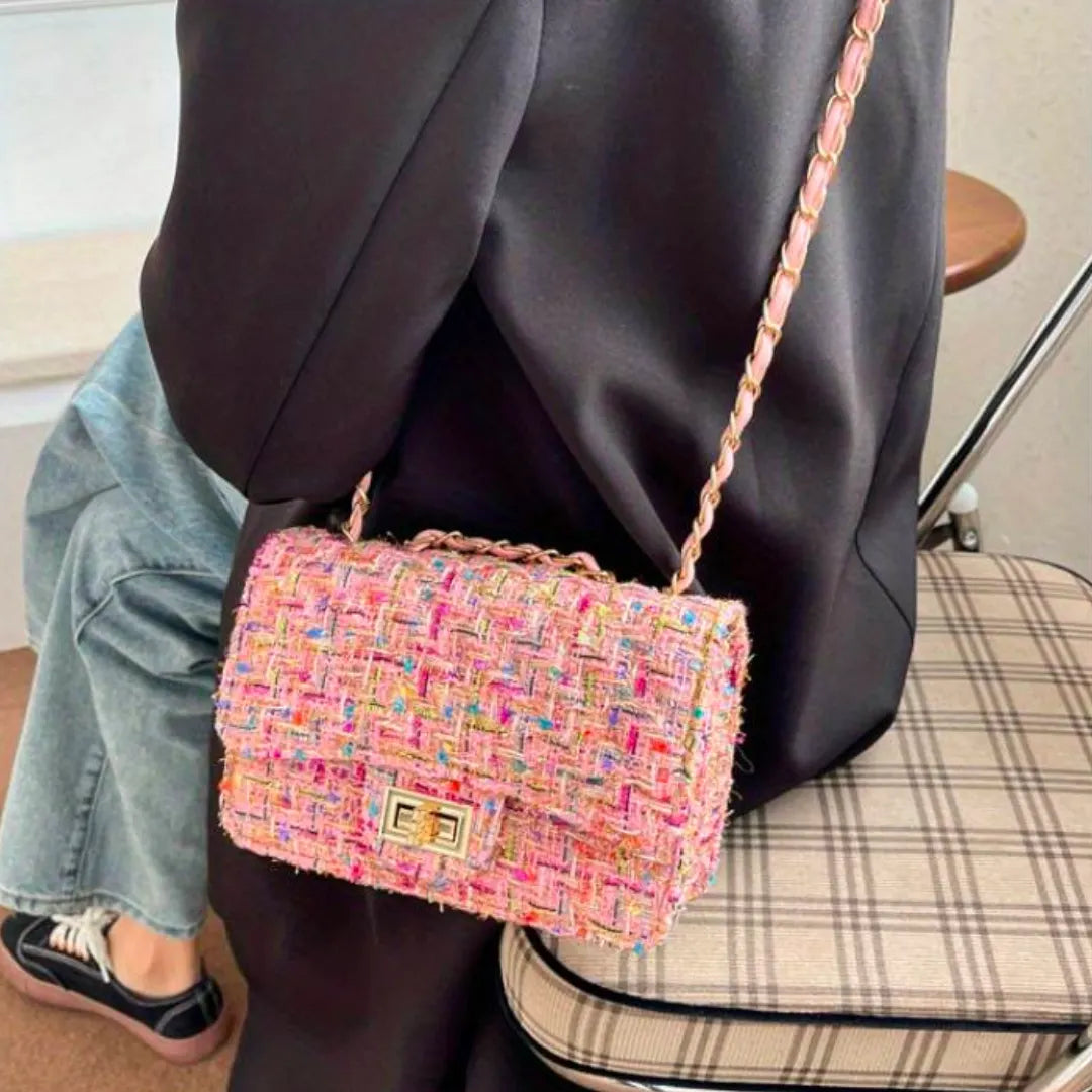SOPHIE | Dames Schoudertas Met Geweven Textuur – Flap Sluiting & Luxe Kettingband Voor Een Elegant Design