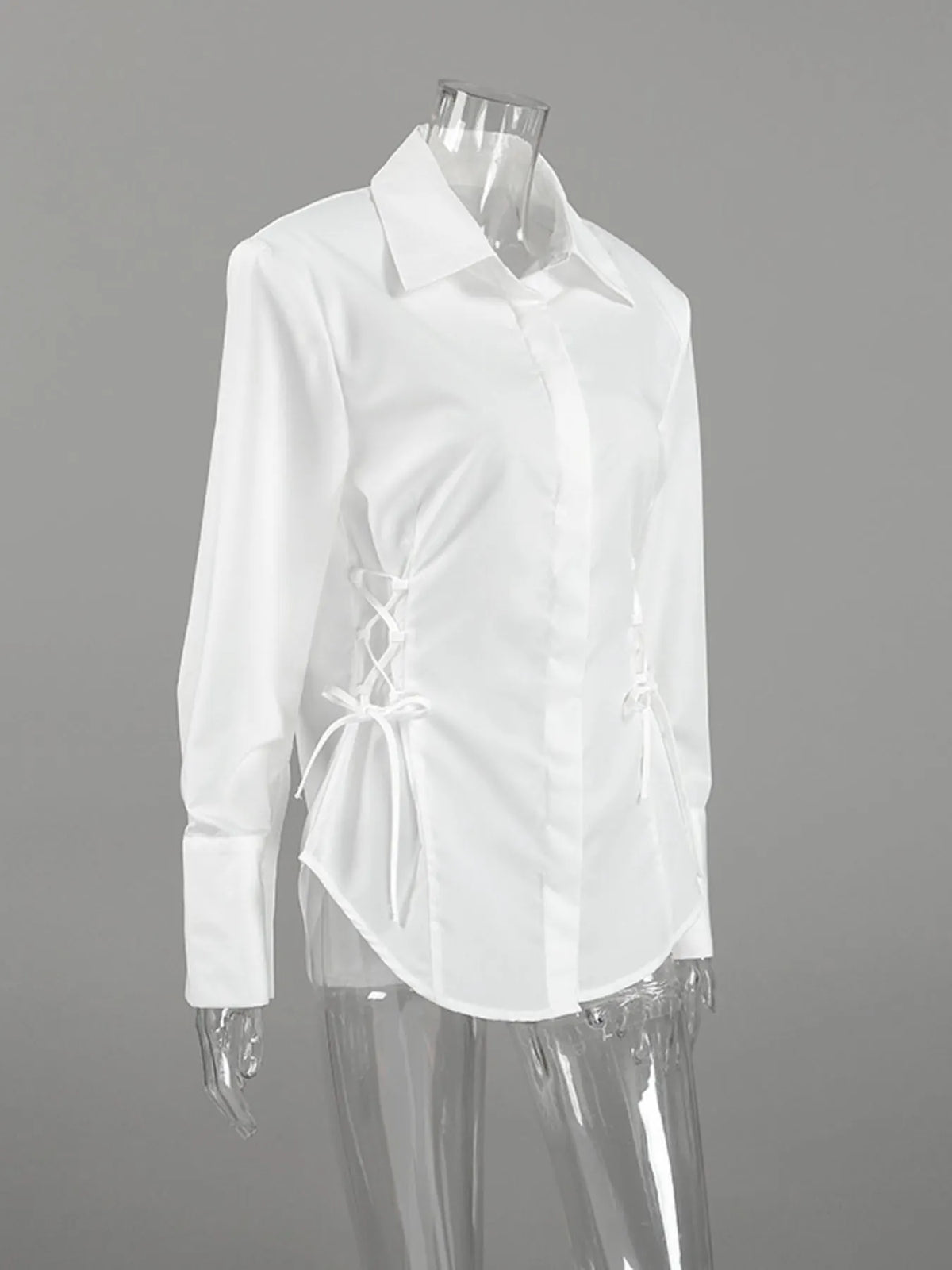 Side Lace Up Button Up Shirt