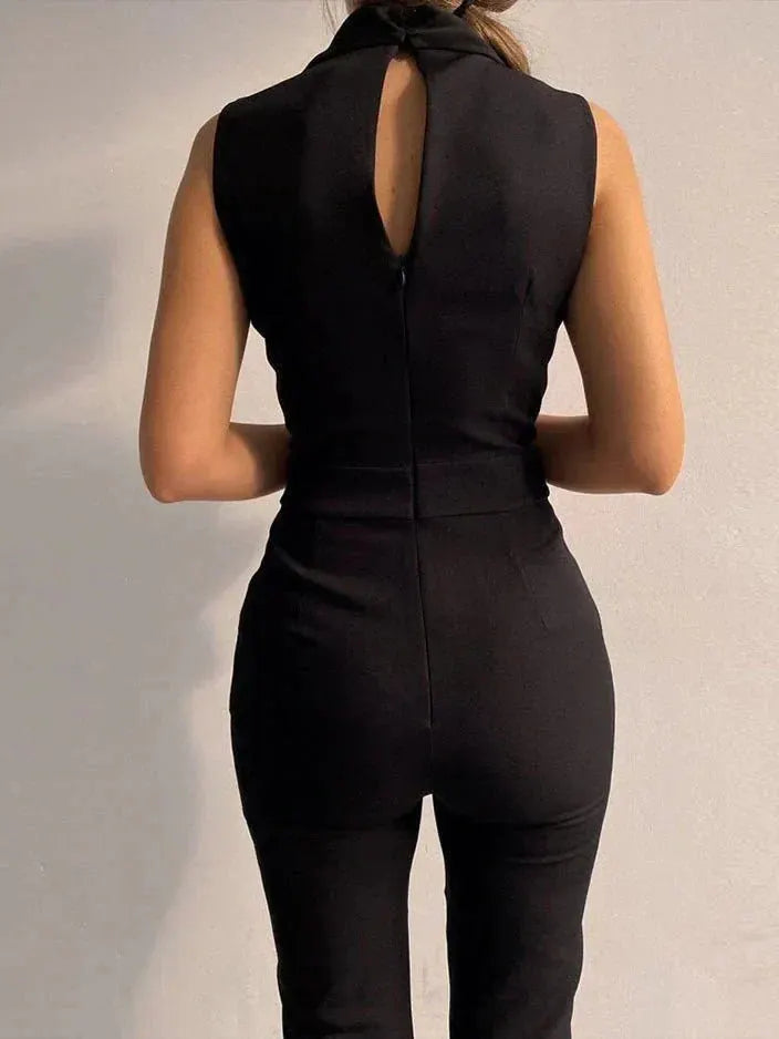 Gina| Sleeveless Jumpsuit with Tie Detail