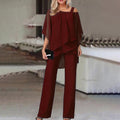 Damen Zweiteiler SatzEleganter Jumpsuit mit Cold Shoulder Bluse