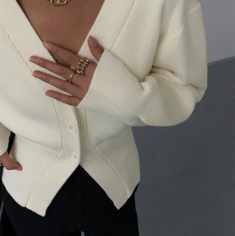 LIBANO | Dames Cardigan Met V-Hals En Knopen – Minimalistisch, Elegant & Veelzijdig Perfect voor Herfstseizoen