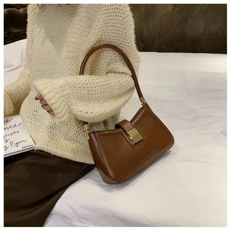 FLORE | Dames Leren Handtas Met Unieke Gesp Sluiting â€“ Gestructureerd Design Met Flap En Metalen Sluiting â€“ Tijdloos En Elegant