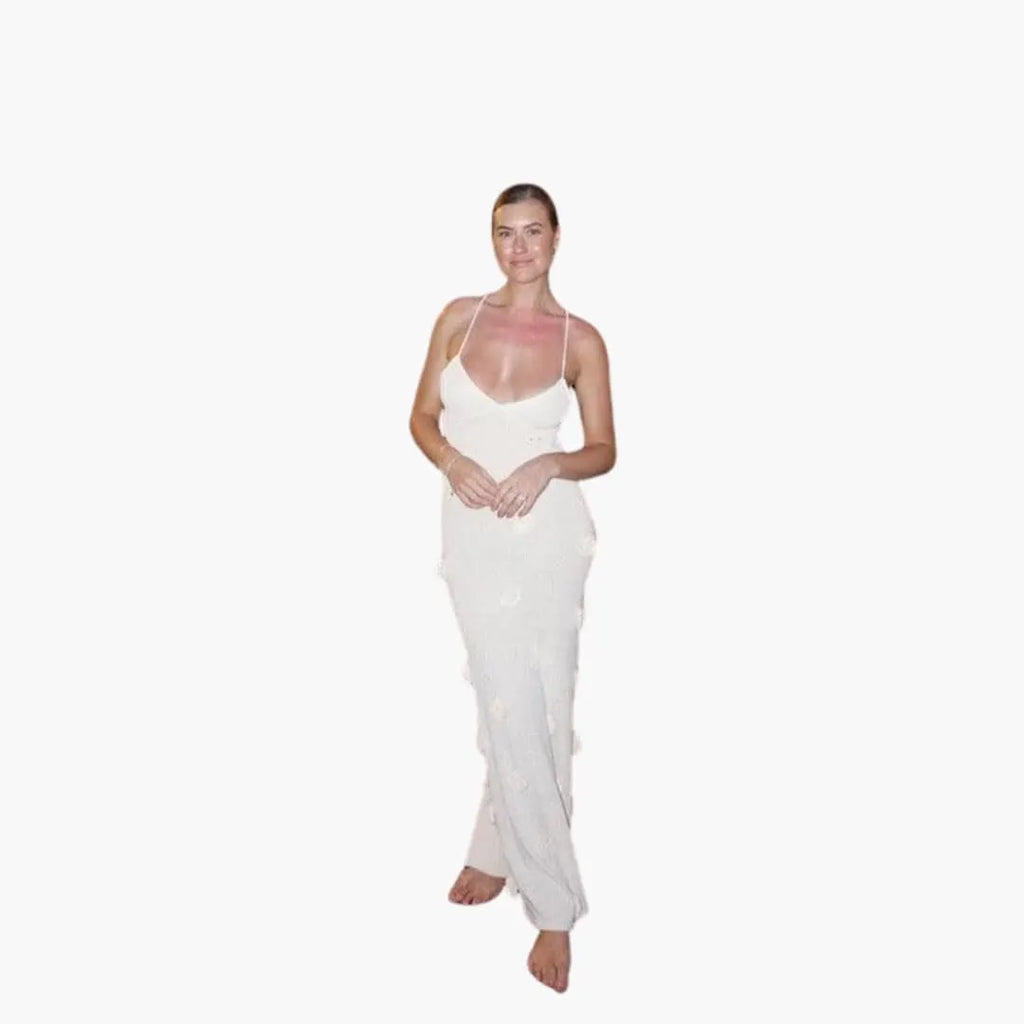Womenâ€™s Strappy Maxi Dress with Low Neckline and Long Skirt