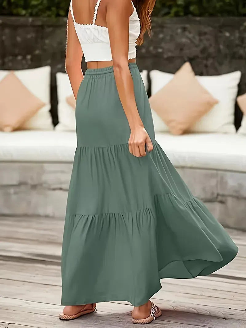 Maxi Skirt for Women with Drawstring and Summer Style