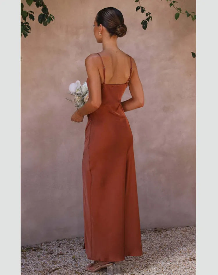 Elegant Women's Dress with Spaghetti Straps and Side Slit