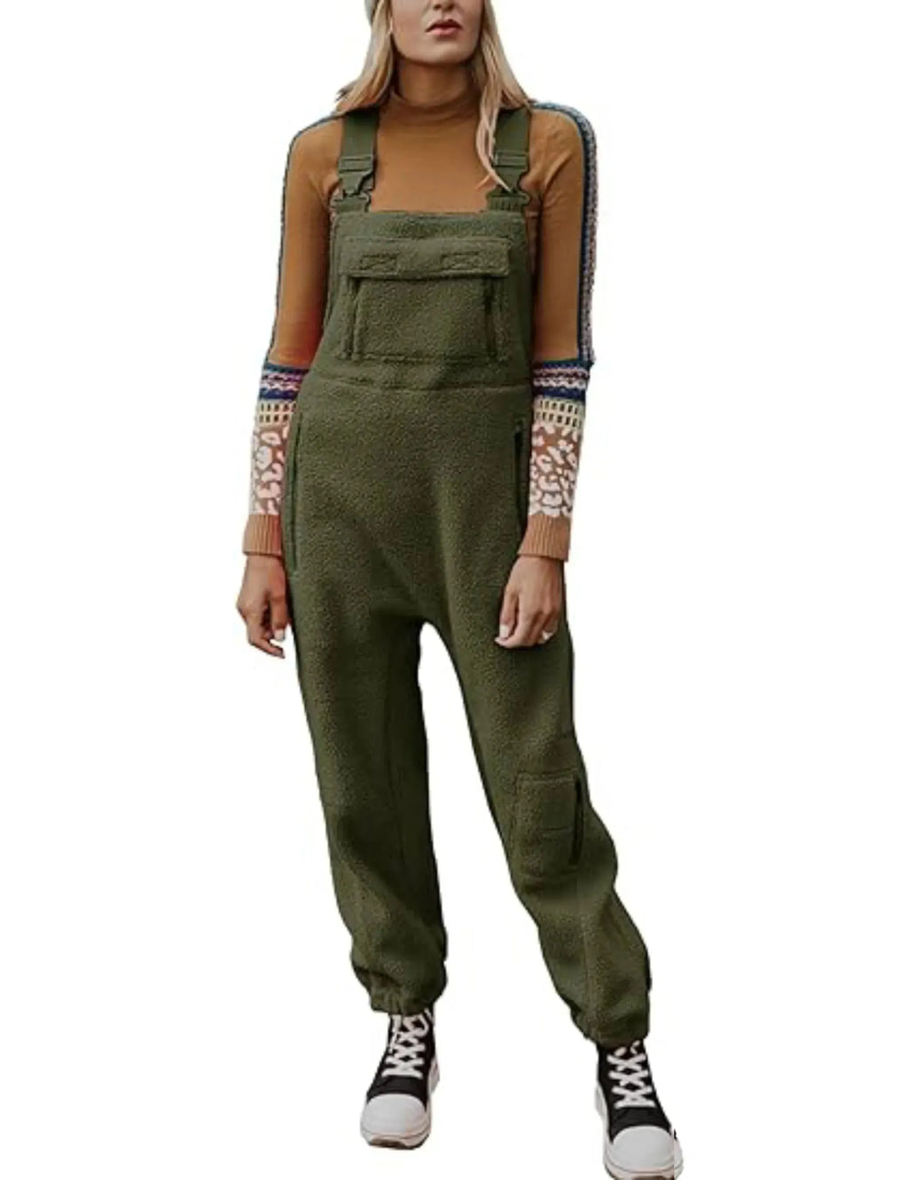 Damen Latzhose aus warmem Polarfleece mit verstellbaren Trägern