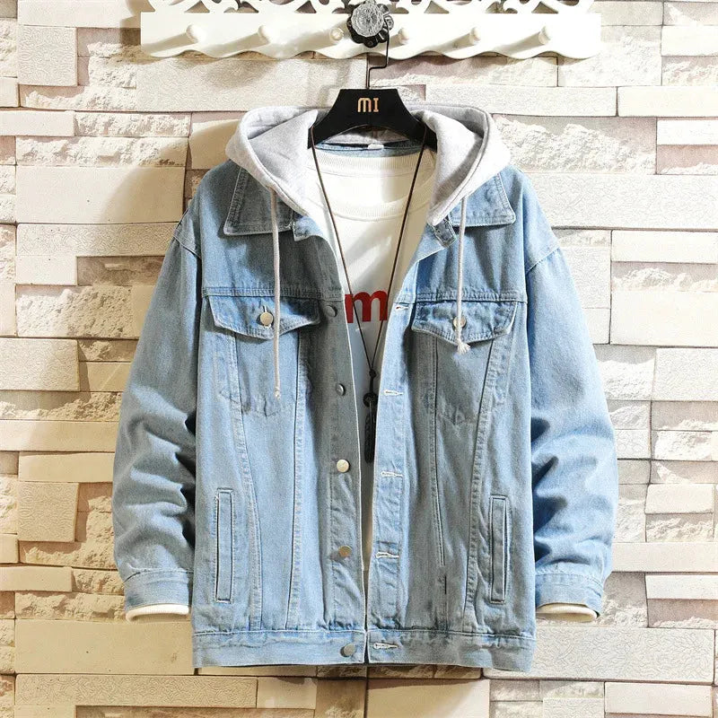 Abnehmbarer Denim Jacke Mit Kapuze Für Männer