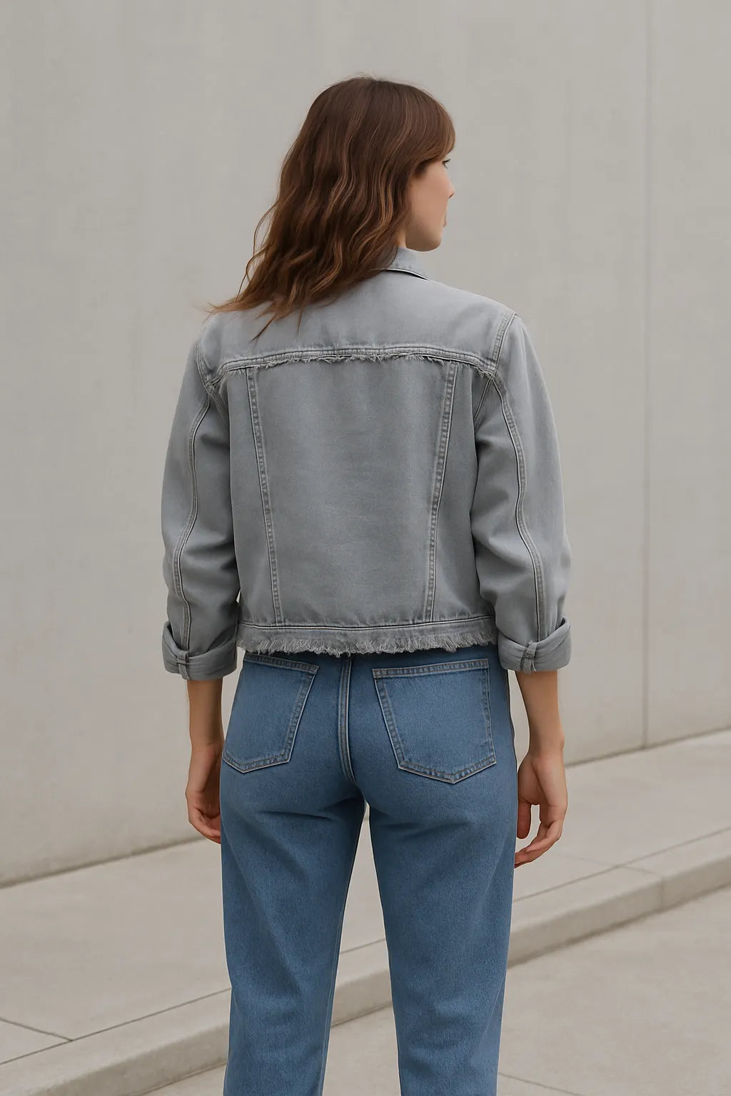 Trendy Casual Women's Denim Jacket with Long Sleeves