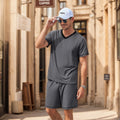 Herren lässiges Freizeit-Set aus atmungsaktivem Material mit modernem V-Ausschnitt