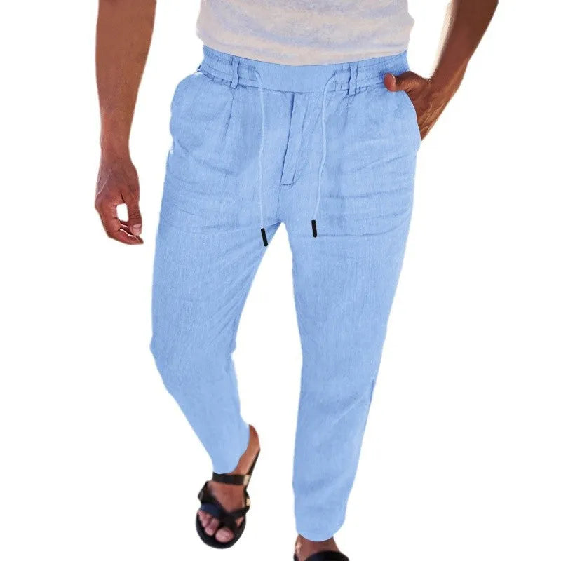Herren lässige Leinenhose mit elastischem Bund