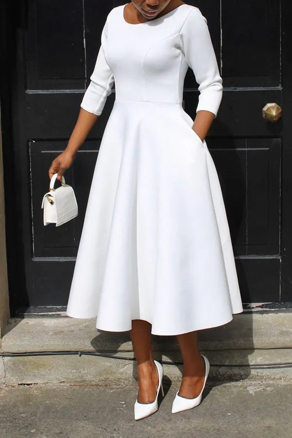 3/4-Ã„rmel Swing-Kleid