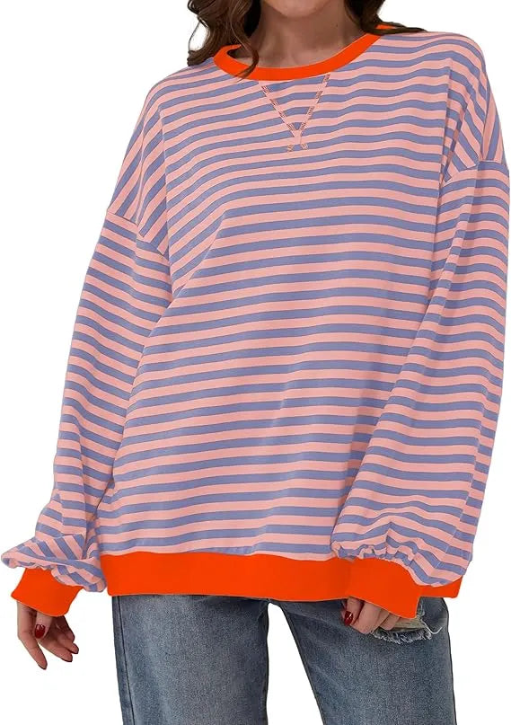 ÃœbergroÃŸer und gestreifter Pullover fÃ¼r Damen