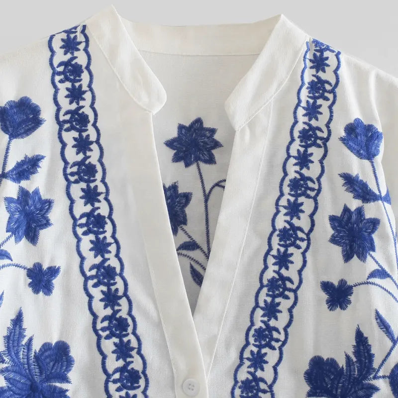 Bohemian Stil Jacke mit Stickerei