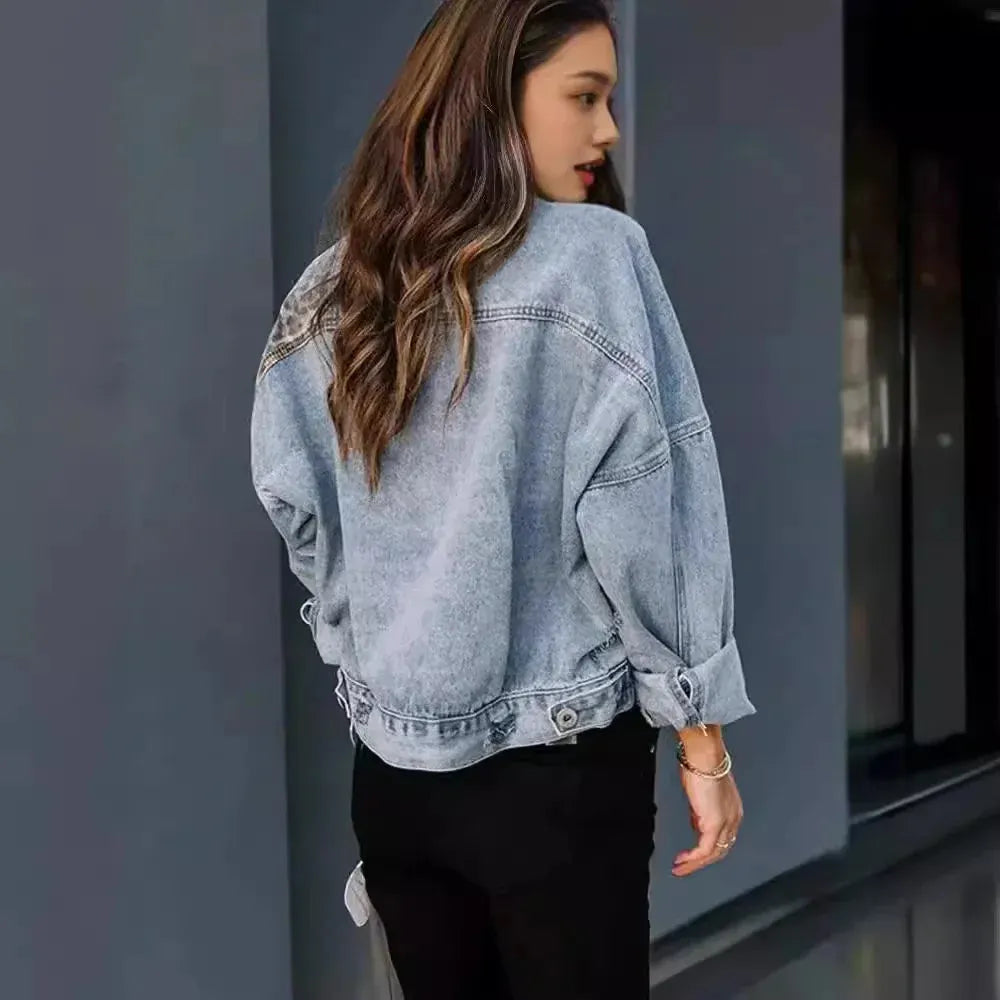 Denim Jacket for Women with Statement Details and Edgy Look