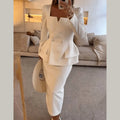 Formal Skirt Blazer Suit Set - Structured Elegance