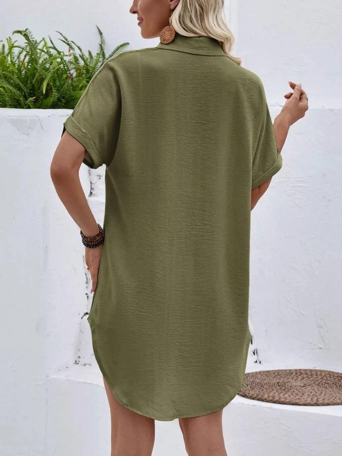 Relaxed Fit Button-Down Longline Shirt