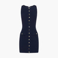 Women's Mini Dress with Button Fastening and Ribbed Texture
