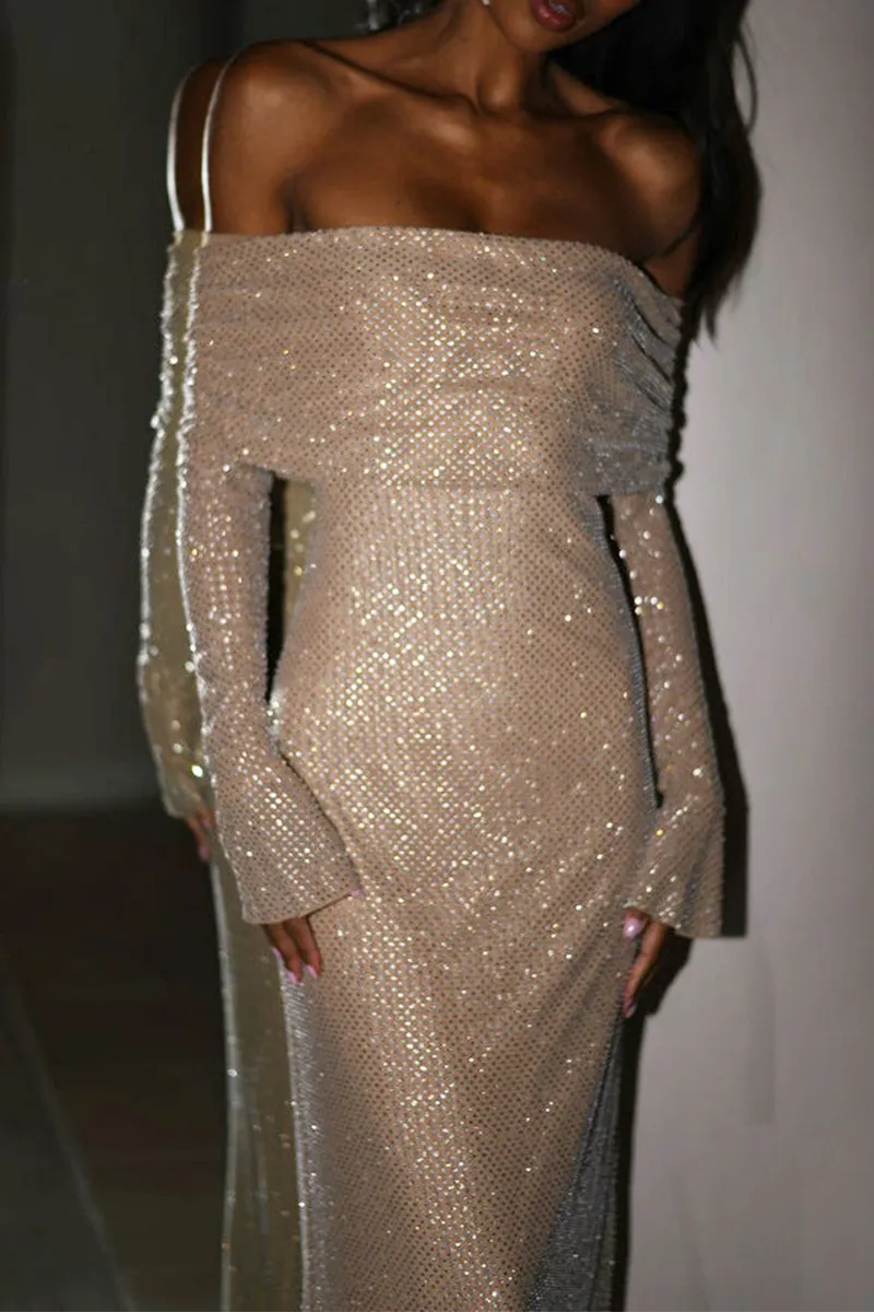 Sexy Party Sequined Off Shoulder Evening Dresses(3 Colors)