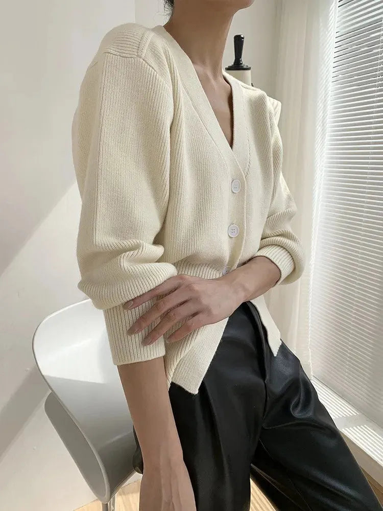 LIBANO | Dames Cardigan Met V-Hals En Knopen – Minimalistisch, Elegant & Veelzijdig Perfect voor Herfstseizoen