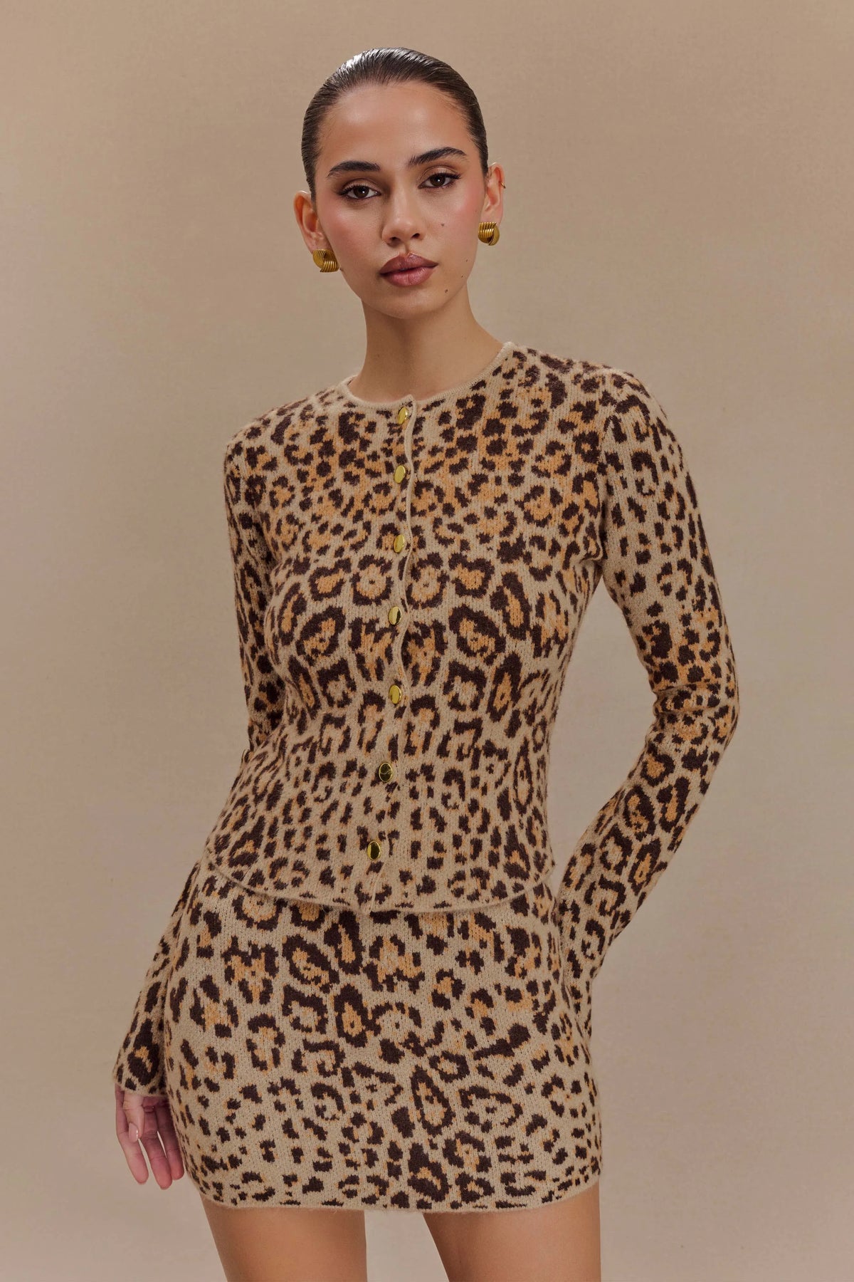 Cardigan & Minirock Set mit Animal Print