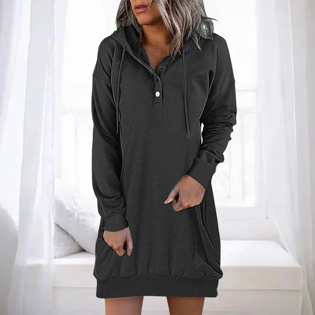 Comfortabele Trui Jurk voor Dames met Capuchon