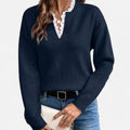V-Hals  Dames Trui Met Kantafwerking | Zachte Gebreide Elegantie