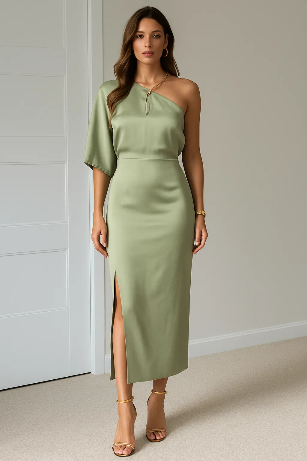 Mien | Elegant One-Shoulder Maxi Dress with Flattering Slit