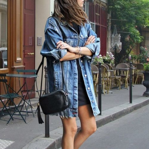 - Lange Damenjeansjacke