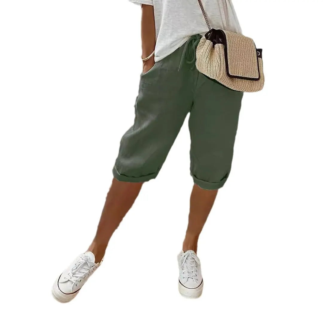 Damen Luftige Leinen Shorts