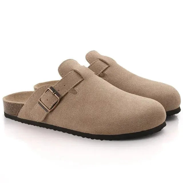 aus Wildleder Slip On Kork Sohle Pantoletten Herrenschuhe