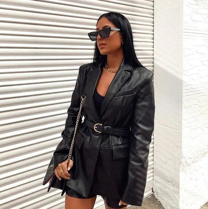 Rosanne | Chic Leather Blazer for Women