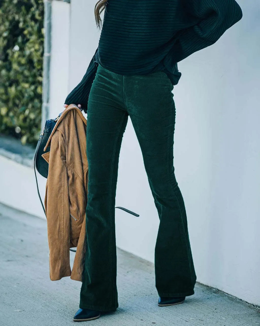 Elastische Taille Lässige Hose Schlanke ausgestellte Hose