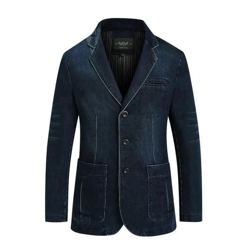 Herren Denim Baumwolle Blazerjacke