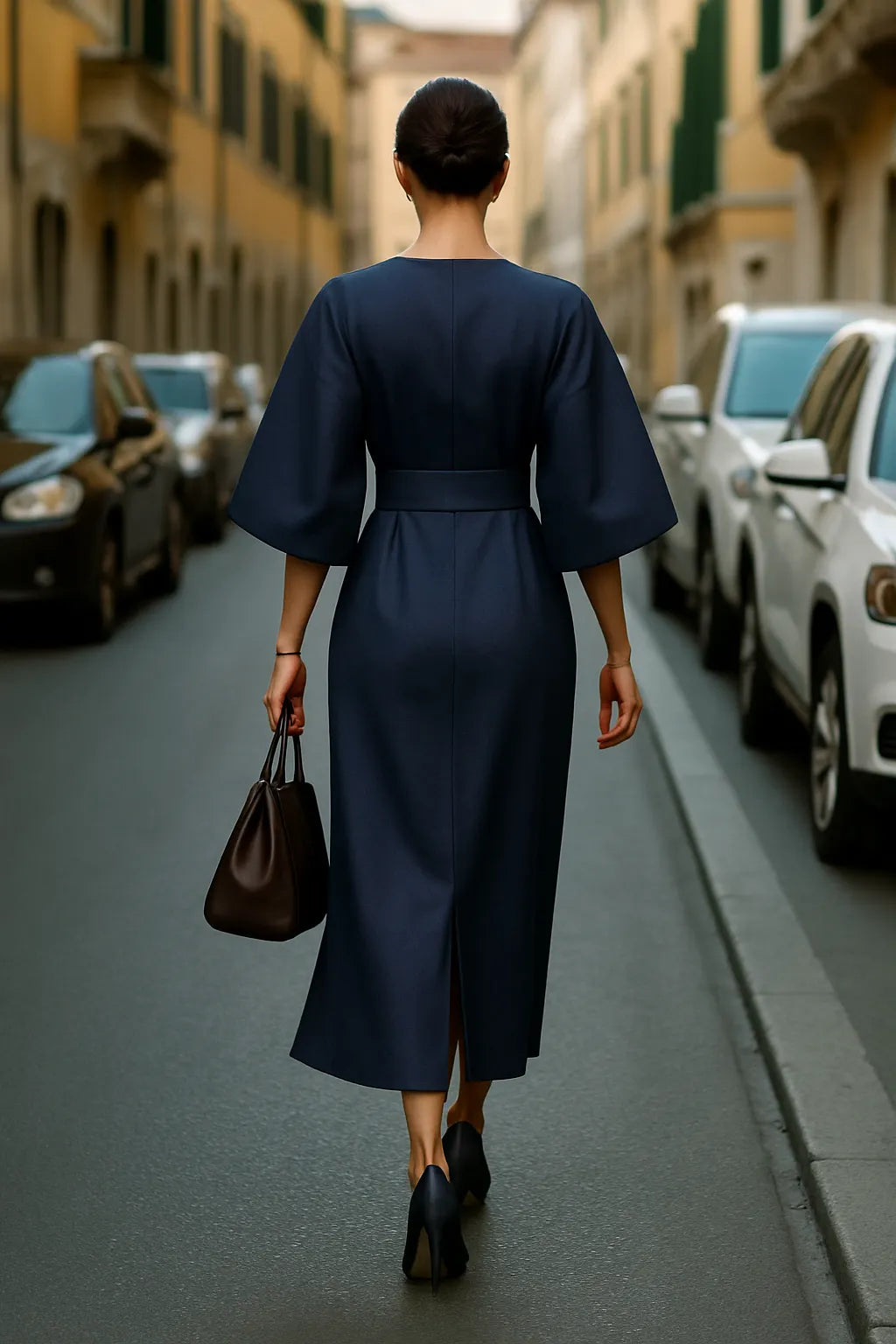 Soraya | Elegant Wide-Sleeve Midi Dress