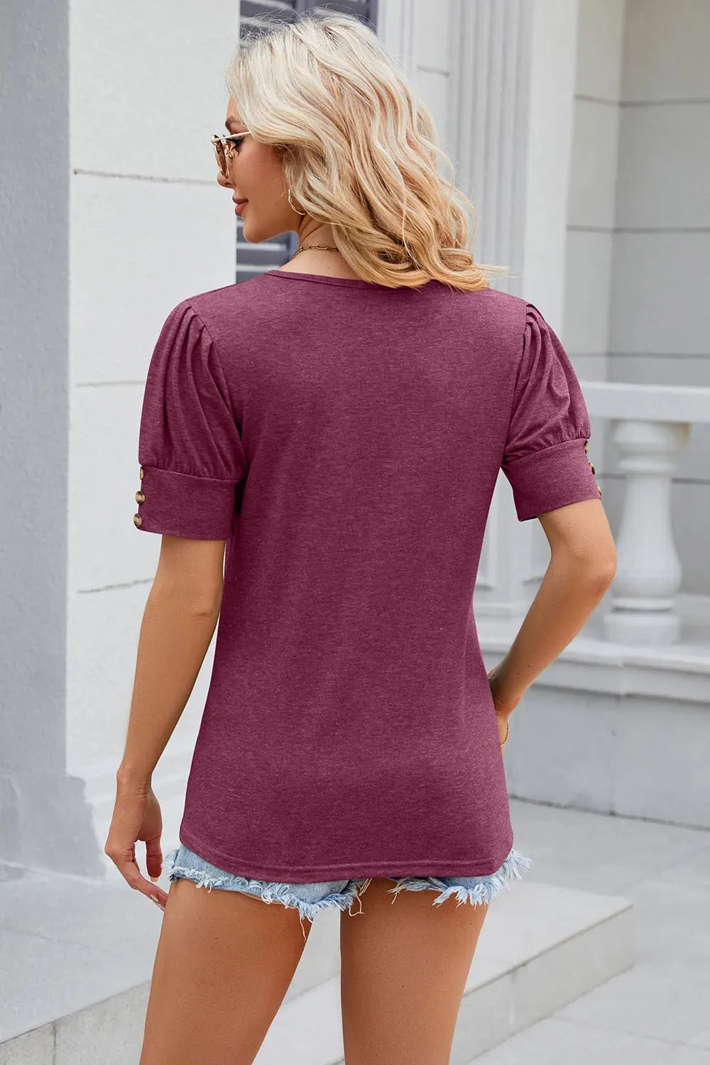 Round Neck Puff Sleeve T-Shirt