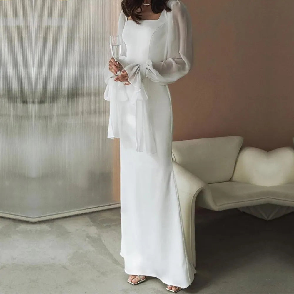Lange maxi jurk met chiffon mouwen | Pure elegantie voor bijzondere momenten!