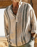 Atmungsaktive Leinenhemd Herren Blusen Shirt