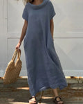 Leinenkleid Mit Elegantem Kragen