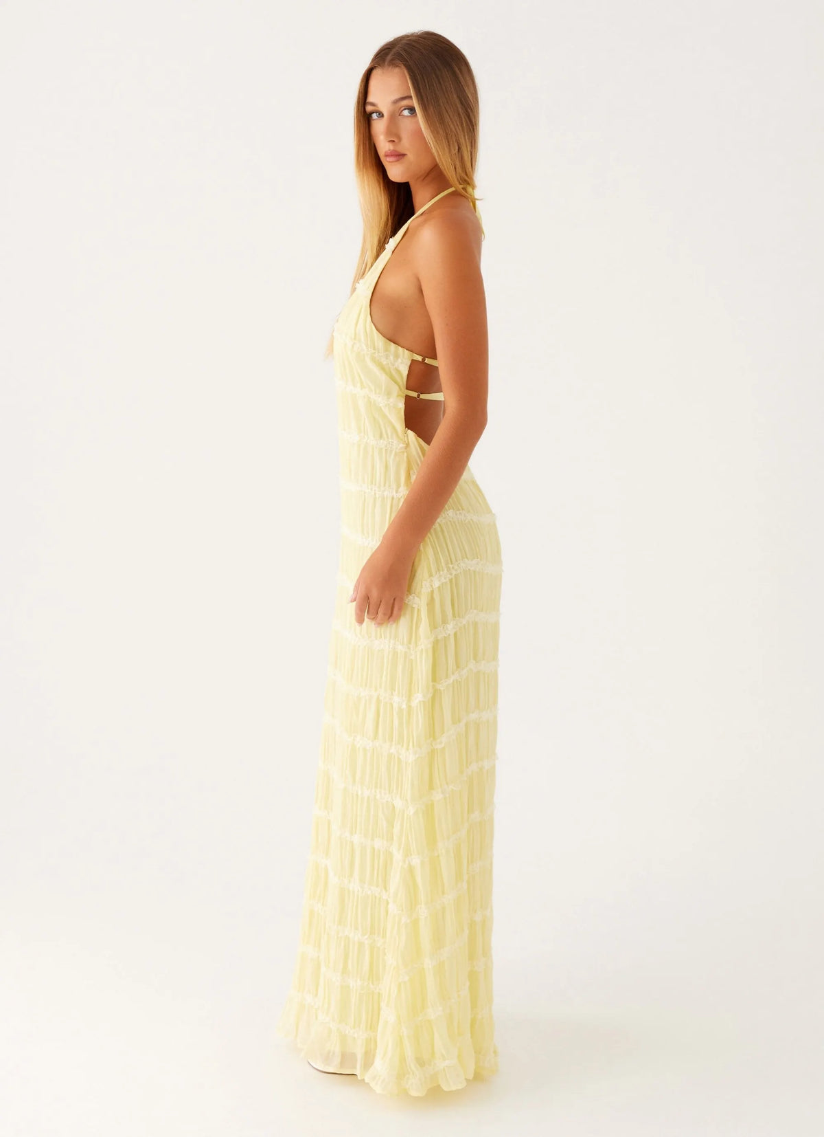 Texturiertes Halter Maxi-Kleid