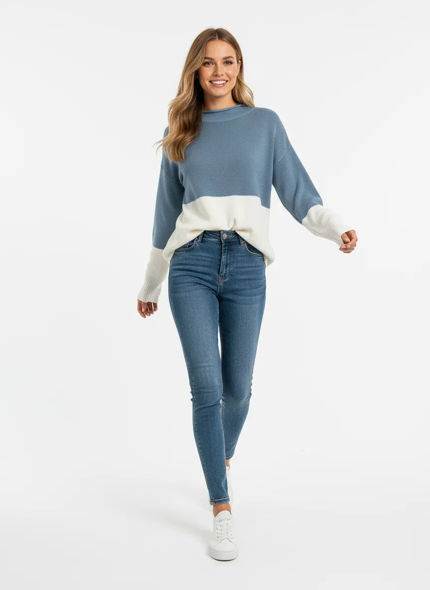 Joide Zeitloser Color-Block Strickpullover