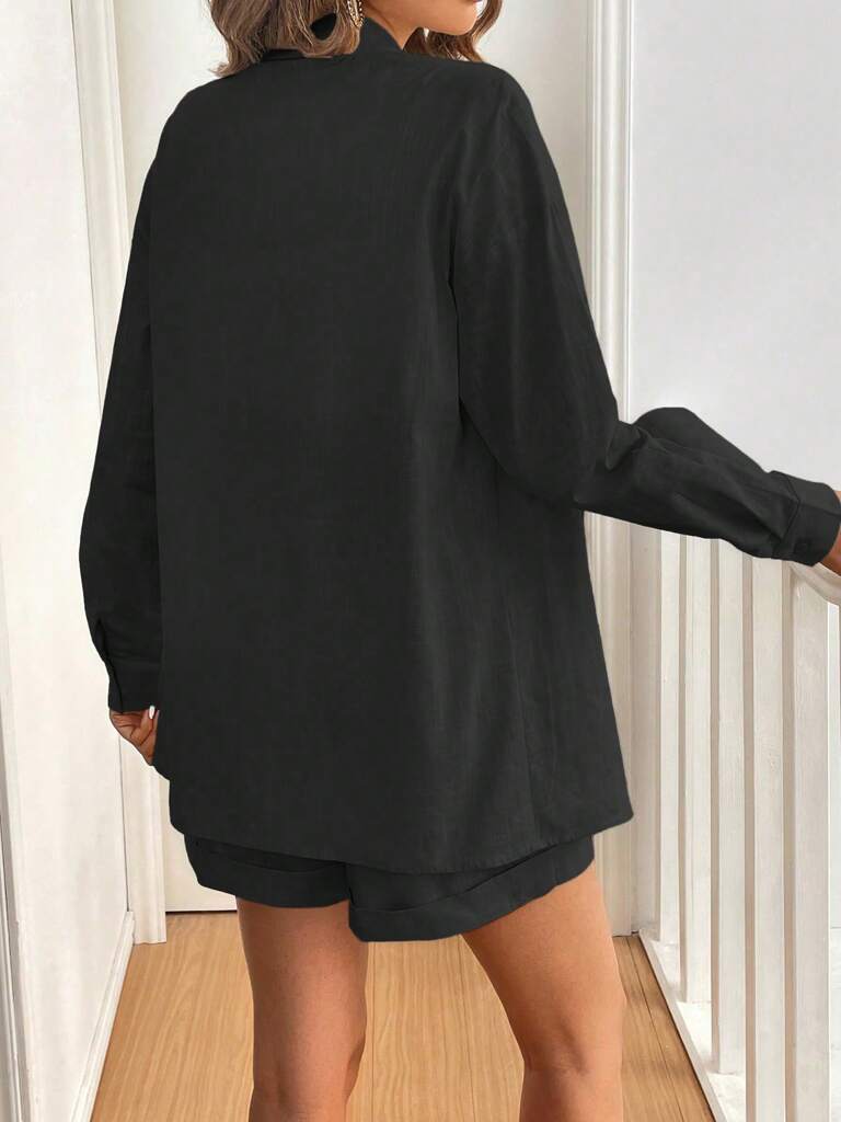 Conjunto Feminino Short e Blusa 100% AlgodÃ£o Jasmine Preto