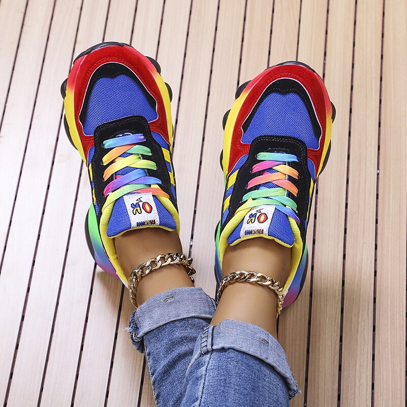 - SwiftStep Bequeme Regenbogen Turnschuhe