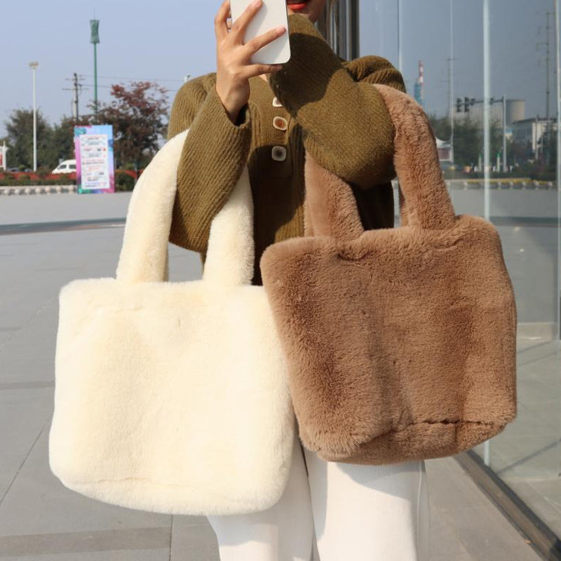 Luxury Women's Faux Fur Shoulder Bag With Spacious Design