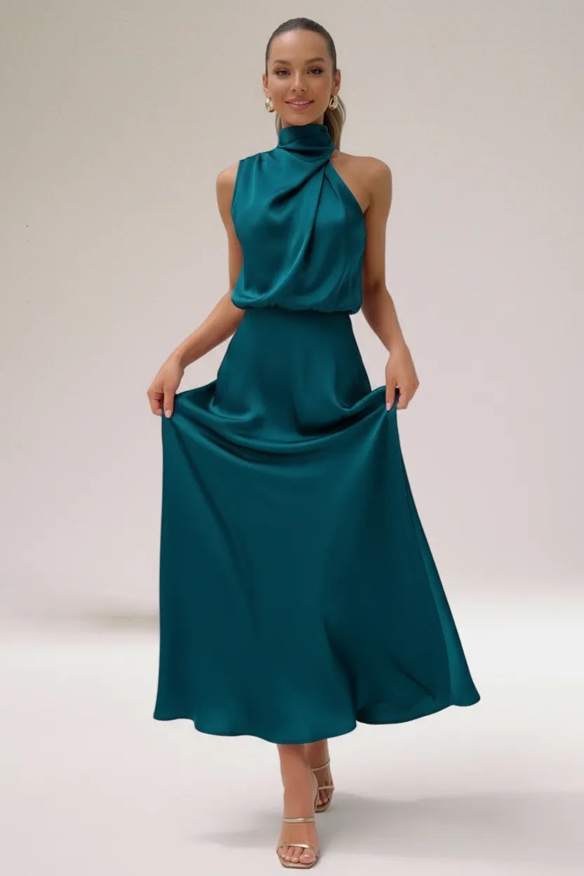 Kleid | Asymmetrischer drapierter Ausschnitt | Ganzjährig