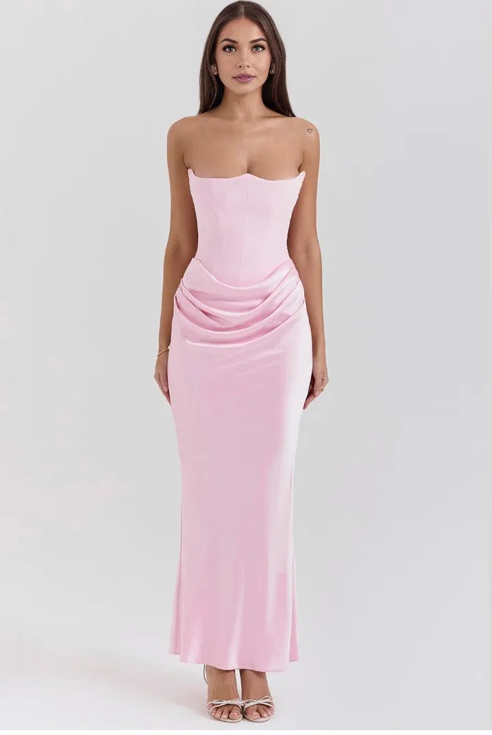 Abriana | Luxury Strapless Satin Evening Dress