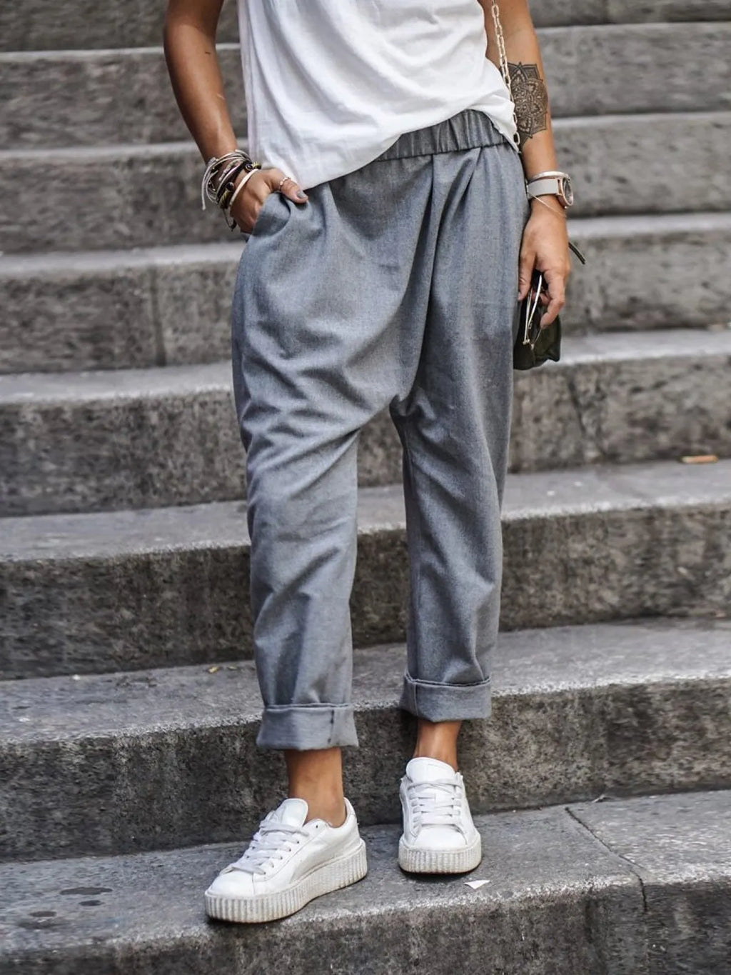 LÃ¤ssige Leinenhose Look