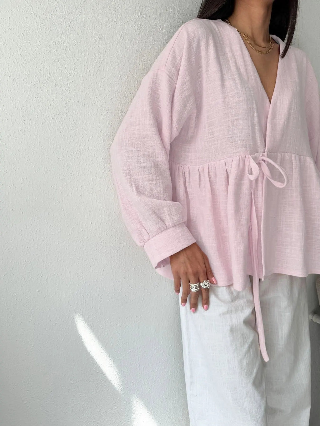Tie Front Long Sleeve Shirt