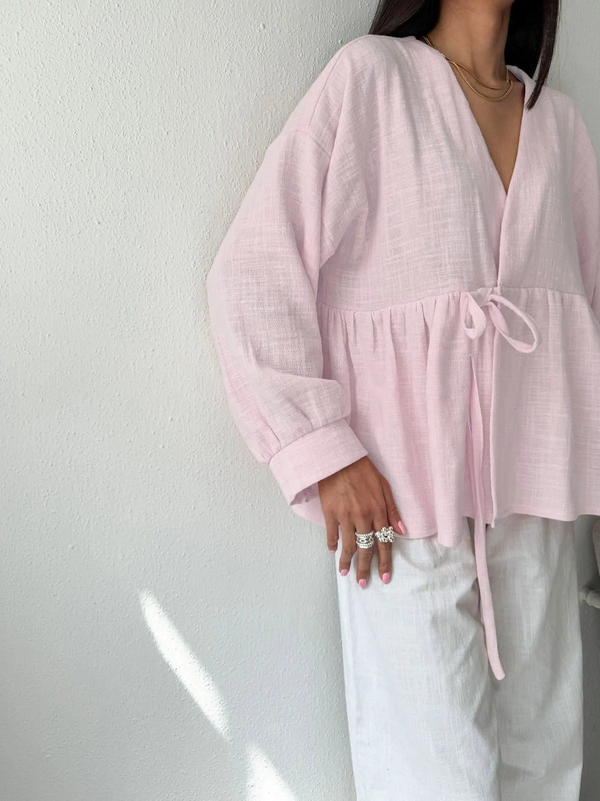 Tie Front Long Sleeve Shirt