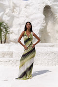 Maxi Kleid – Drapierter Ausschnitt, Tie-Dye